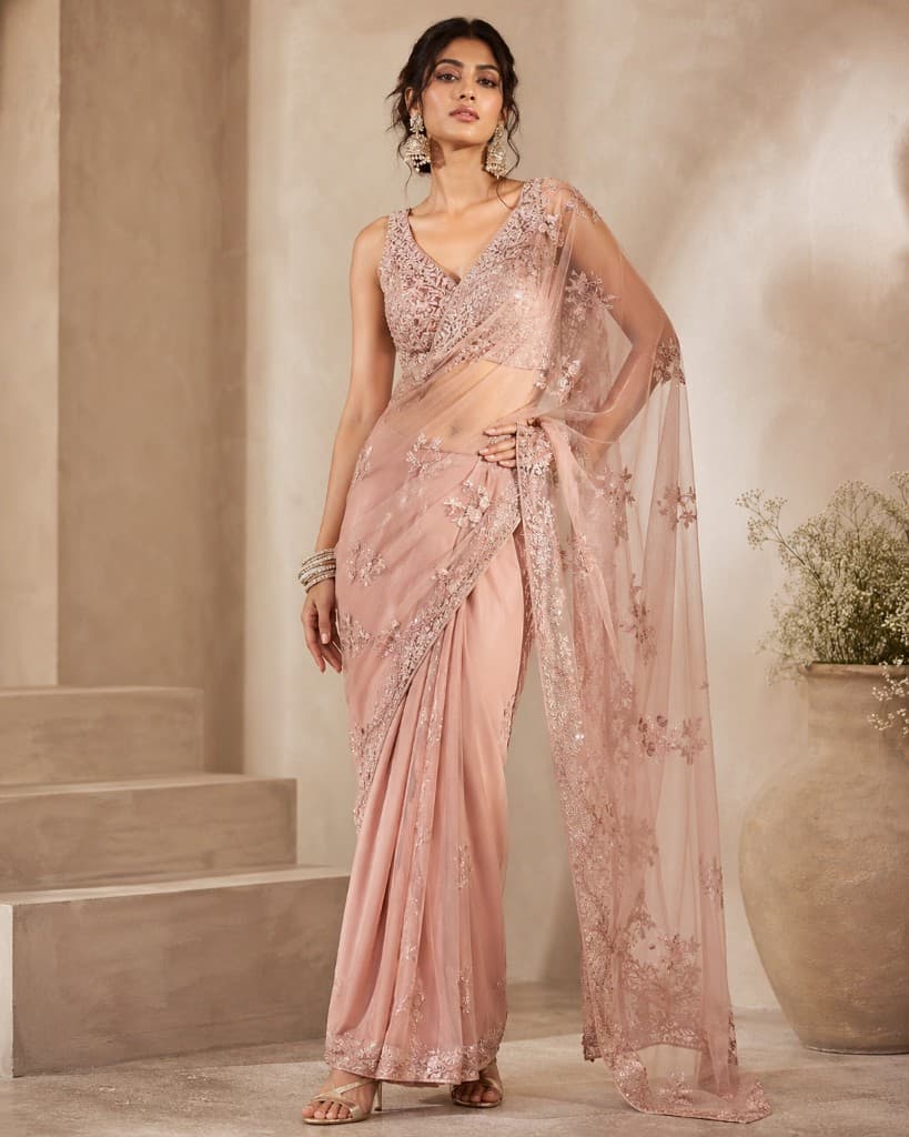 Blush Sequin Saree